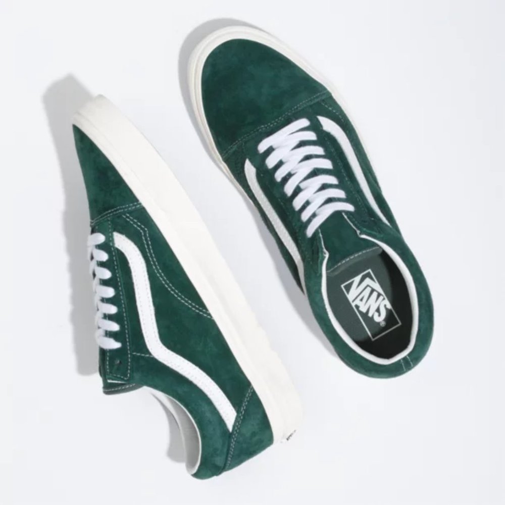 NIB Vans Pig Suede Old Skool (Jungle Green/True White) VN0A5JMI94T1 US Mens 12